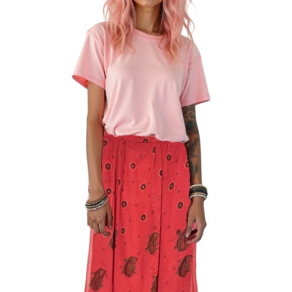 Vintage Bohemian Peasant Skirt Long Paisley Printed Small - Picture 2 of 7